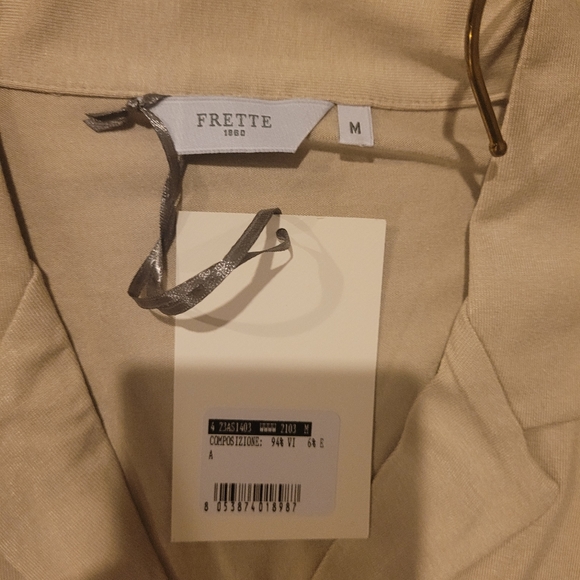 Frette NWT Women's 2025 Spring Set of Long Sleeve Top/Long Pants Cream/Blue - Picture 12 of 17